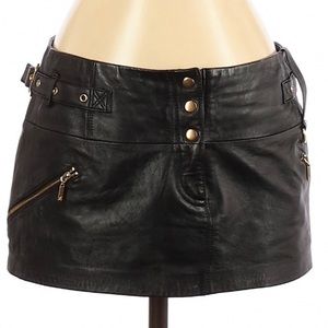 Marciano Moto Genuine Leather Black Skirt. NNT.